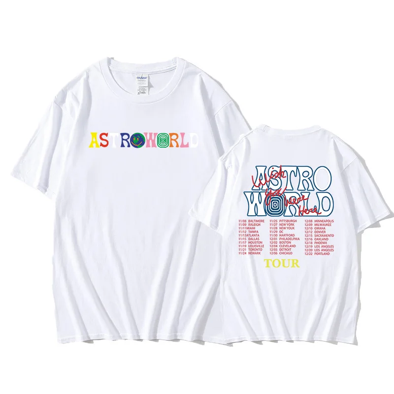 

Travis Scott AstroWorld Tour oversized t-shirt men women1: 1 letter print tee hip hop streetwear kanye west ASTROWORLD Tshirt