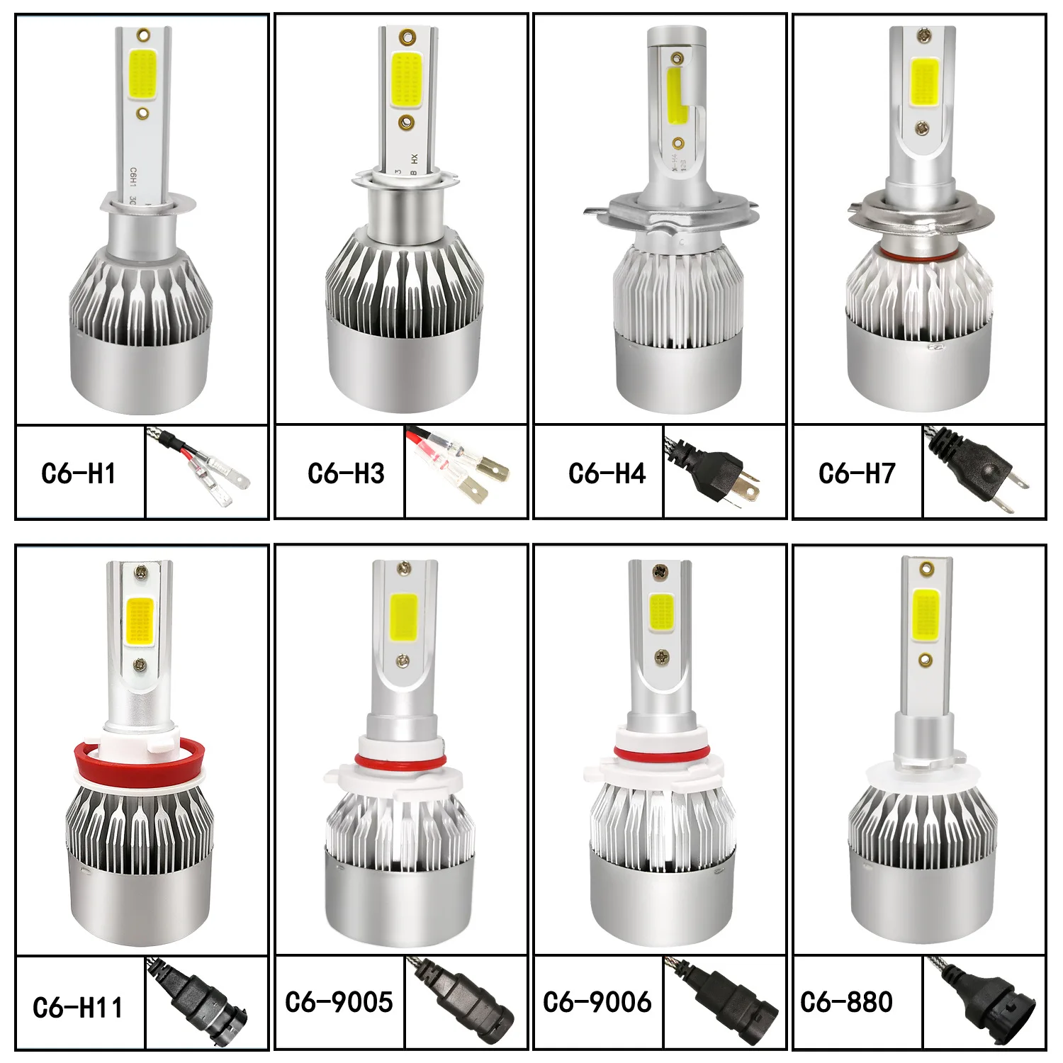 Светодиодный налобный фонарь C6 2 шт. H1 H3 H4 H7 H11 9005 9006 880|Передние LED-фары для авто| |