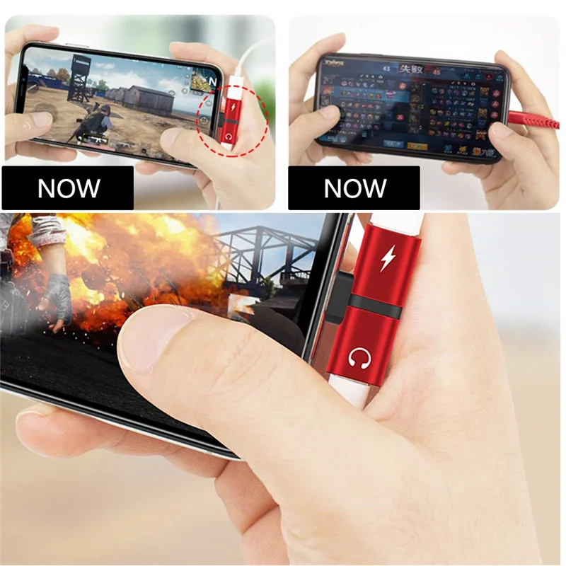 2 в 1 Разветвитель для наушников с двойным освещением адаптер зарядки IPhone 11 12 13 Pro