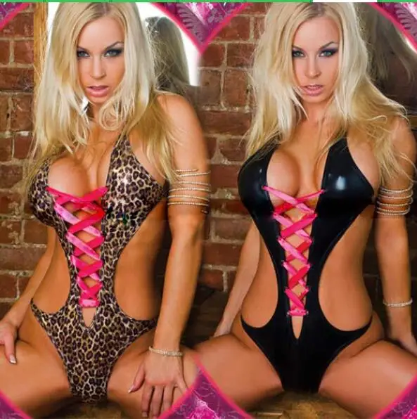 Женское леопардовое кожаное бикини купальник для танцев на шесте QF105 бесплатная