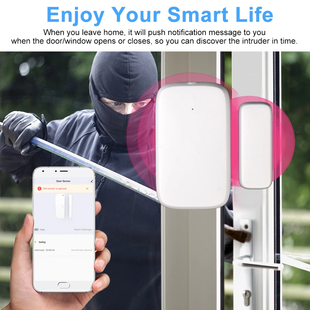 Датчик двери Tuya Zigbee с датчиком температуры и влажности для умного дома |
