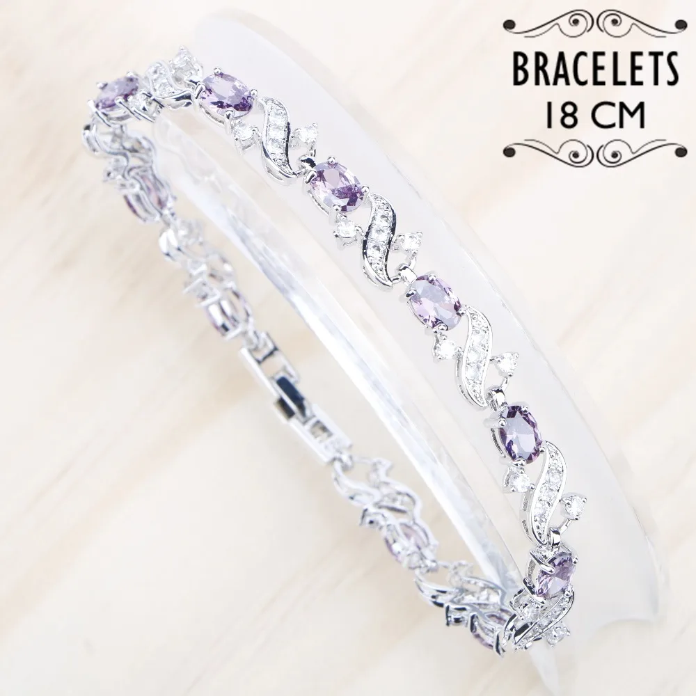 Женский браслет с фиолетовыми камнями из циркония серебро 925 пробы Ювелирное
