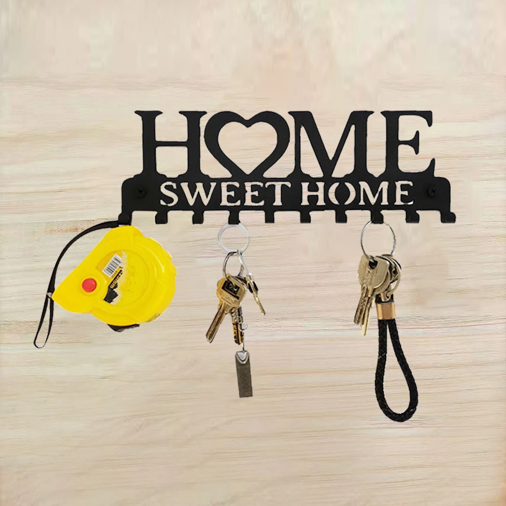 

Металлическая настенная вешалка для одежды, вешалка для пальто, держатель ключей, милый домашний (8 крючков), декор для кухни