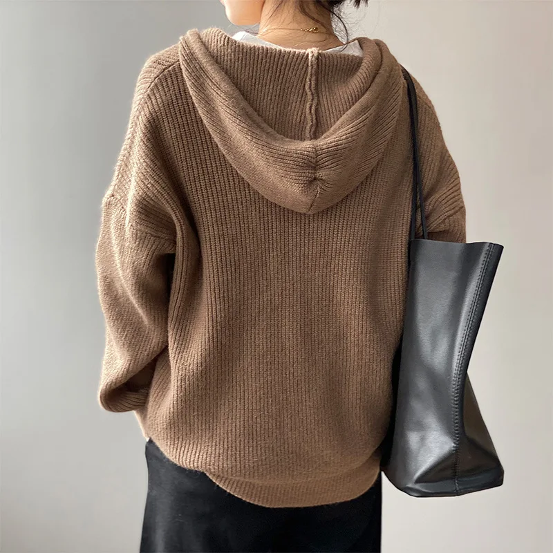 

JCHB 2021 Female Cardigan Knitted Sweater Korean Style Cardigans for Women Casual Hooded Sweaters Spring Vetement Femme Pph3733