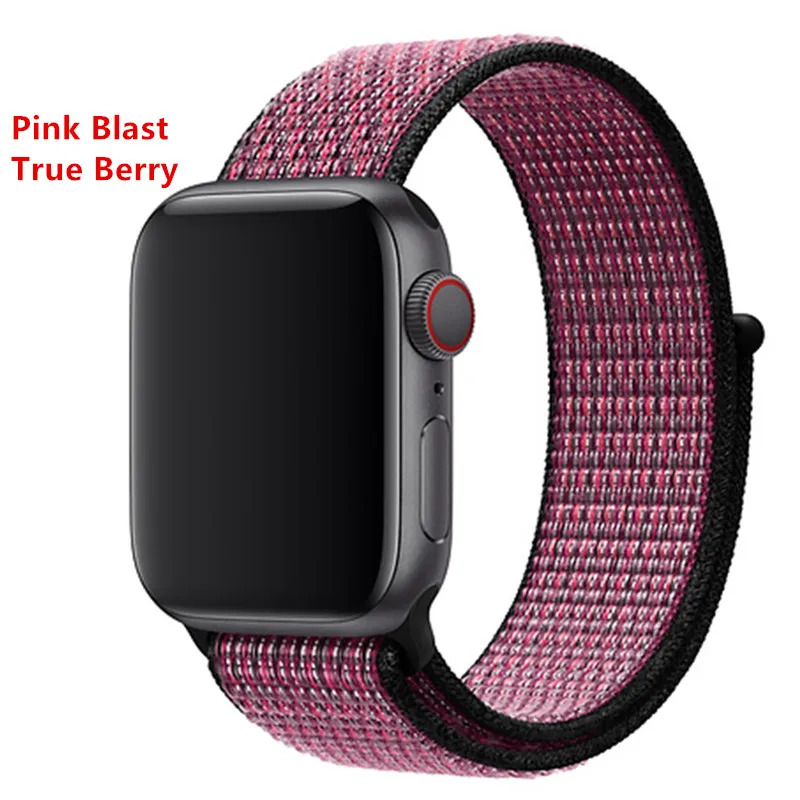 Нейлоновый ремешок для apple watch группа 4/5 44 мм/40 мм, correa apple watch 3 42 мм/38 мм iwatch серии 5/4/3/2 разноцветный коннектор ремешок для часов