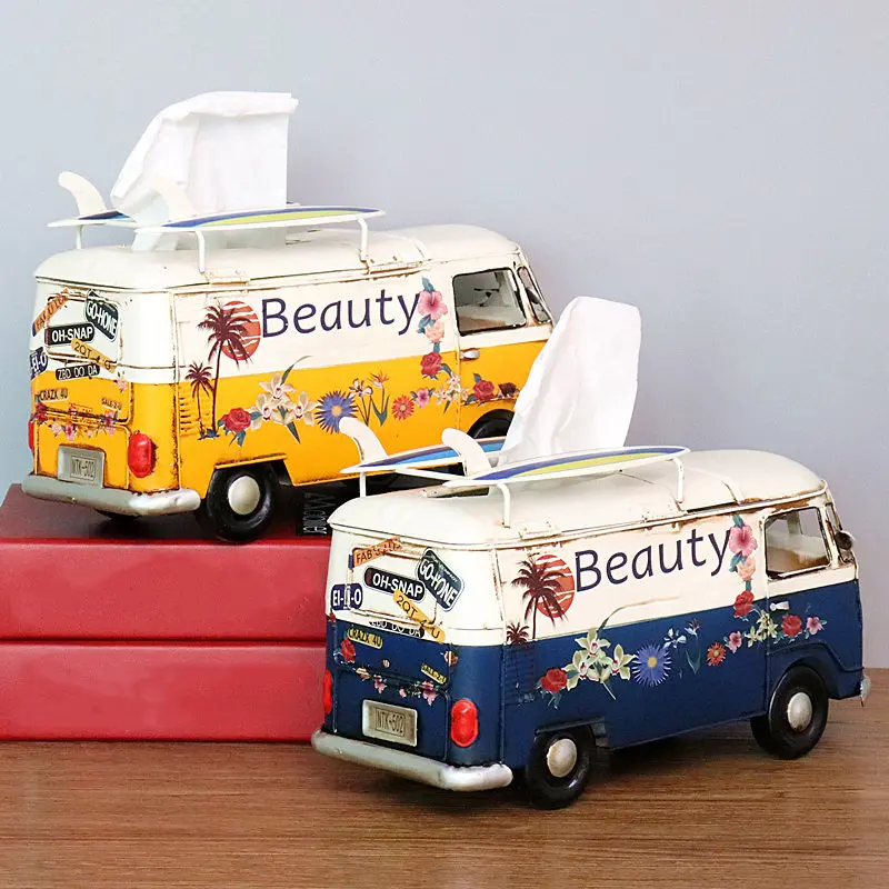

Креативное украшение фургона, автобусная Железная машина, салфетка для гостиной, американская коробка, цветок для дома, ретро Пылезащитная ...