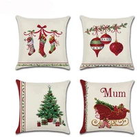 new merry christmas socks tree bells printing pillow case home decoration linen sofa pillow cover car cushion cover 45cm45cm