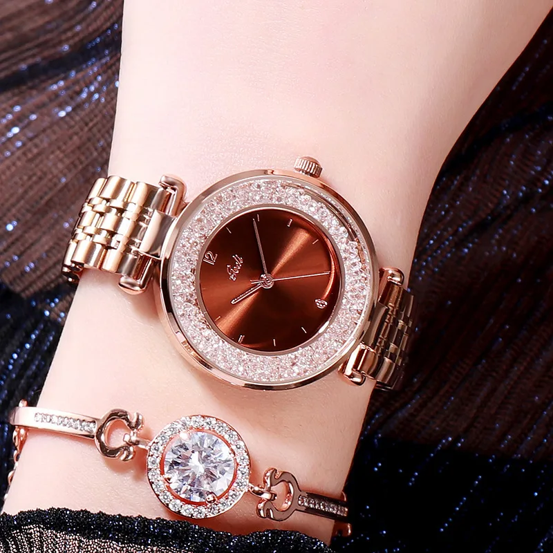 

New ladies steel band watch fashion flow diamond ladies waterproof quartz watch women