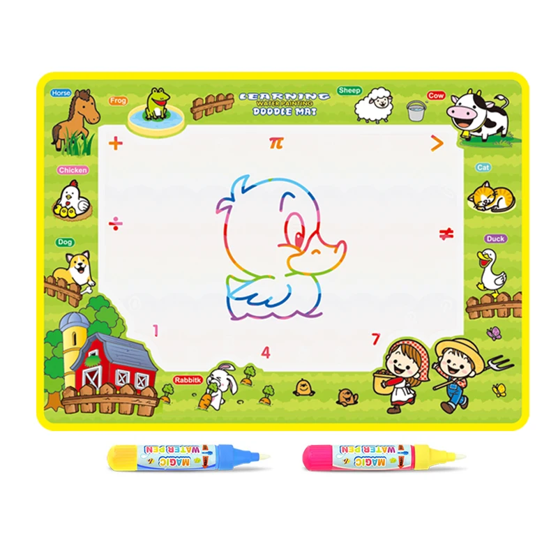 

4 типа волшебный коврик для рисования водой с изображением животных и 2 ручки, детская доска для рисования, коврик для раннего развития, игру...