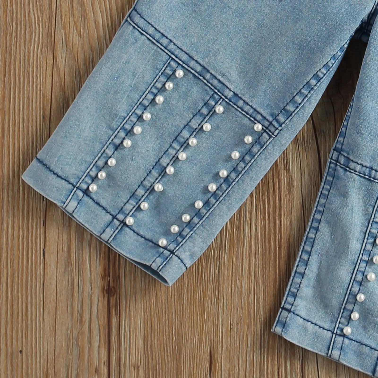 

1-6Y Summer Cute Kids Girls Clothes Sets Solid Sleeveless Big Bow Vest Tops Pearl Denim Pants 2pcs