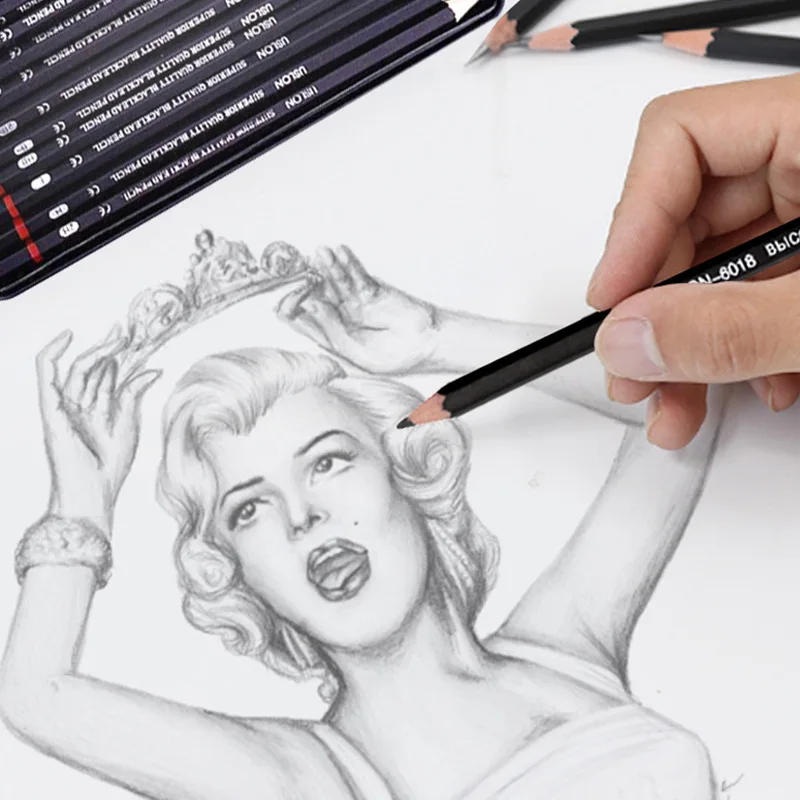 12 шт./лот набор карандашей для рисования 2H-8B графитовый карандаш школы