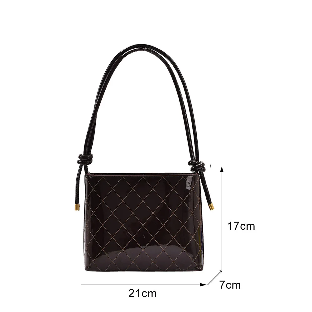 

Retro Top-handle Ties Strap Pouch Ladies Lattice Shoulder Tote Messenger Bags Popular Simple Female Daily Bag