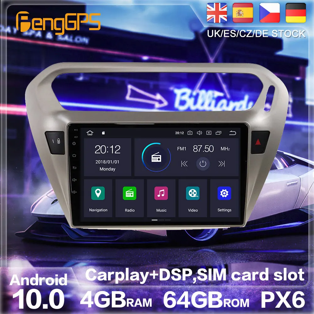 Android 10 0 PX6 Радио стерео для Peugeot 301 Citroen Elysee GPS навигация автомобильный DVD плеер