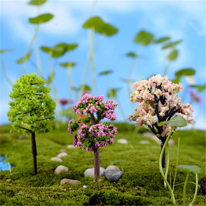 Пластиковые мини симуляционные деревья ива Сакура миниатюрные Kawaii