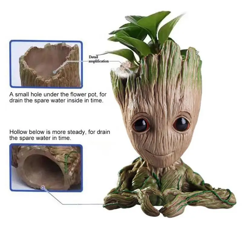 Flower Pot Creative Home Baby Groot Flowerpot Cute Toy Pen Pot Holder PVC Hero Model Baby Tree Man Garden Plant Pot Groot