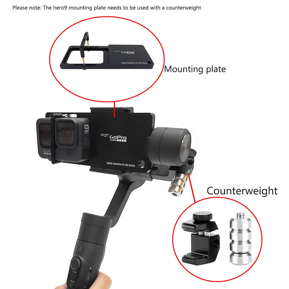 Ручной карданный адаптер TUYU Крепежная пластина переключателя для GoPro Hero 9 черная