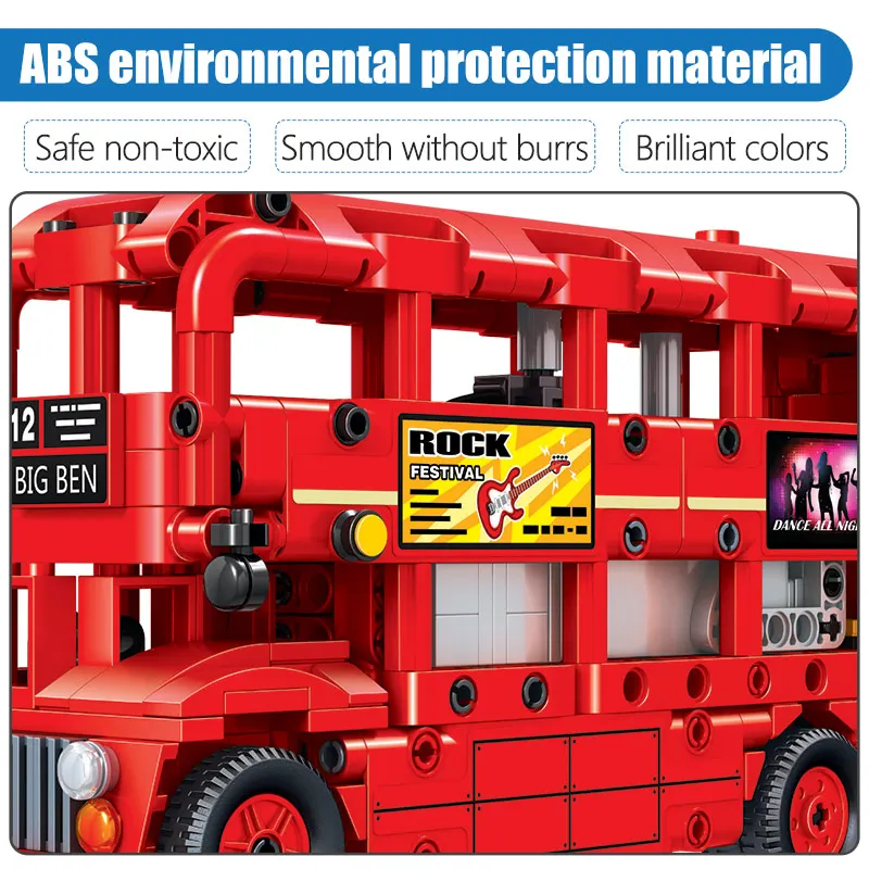 487 шт. технические двойной Слои Лондон красный автомобиль строительные блоки