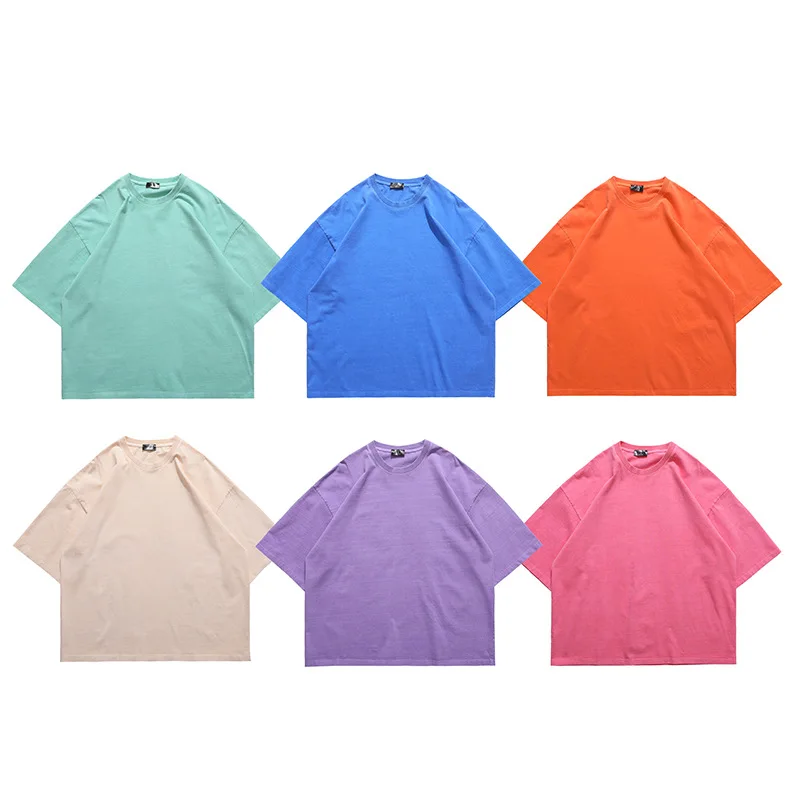 

2021 new heavy washed pure cotton solid color large size T-shirt men's cotton T-shirt summer skateboarding T-shirt top Casual x