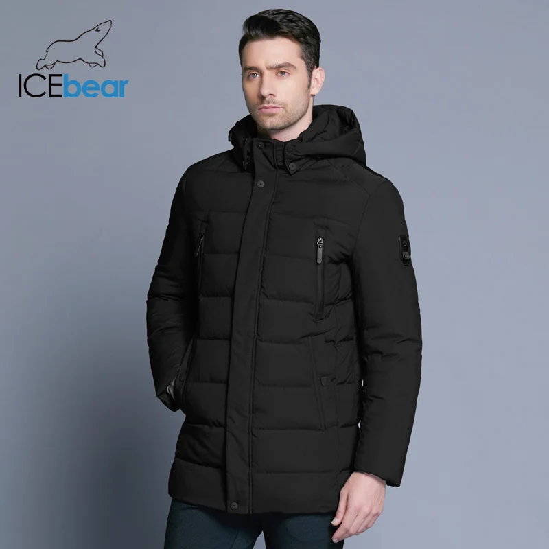 ICEbear 2019 Новая зимняя мужская куртка с высококачественной тканью Съемная шапка