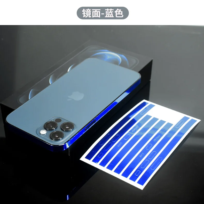 Dropshipping Electroplating Mirror Frame Film For iPhone 14 12 13 Pro Max 14Pro Mini 12Pro Back Patch Color Side Border Sticker