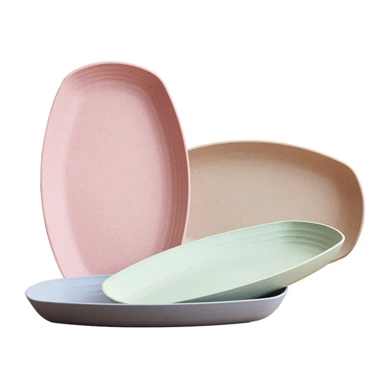 4 шт. большая тарелка из пшеничной соломы овальной формы креативные фруктовые