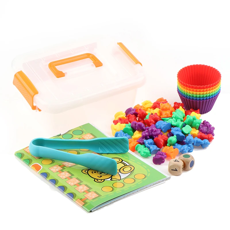 

1 set Children Boxed Counting Bear Montessori Educational Cognition Rainbow Matching Game Educational Toys Gifts