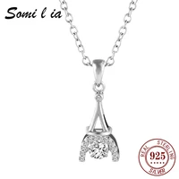 somi l ia 925 sterling silver eiffel tower necklace with shiny cubic zirconia pendant and delicate cross twisted chain