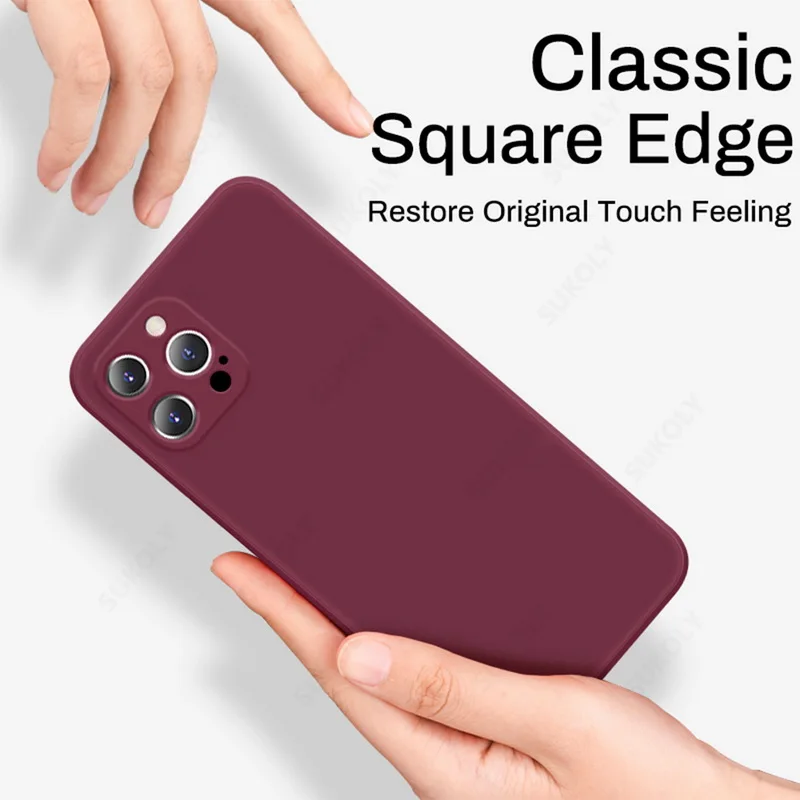 Square Liquid Silicone Case For iPhone 11 12 Pro Max X XR XS 10 7 8 Plus 6 6s SE 2 2020 12 Mini 13 Luxury Slim Matte Soft Cover