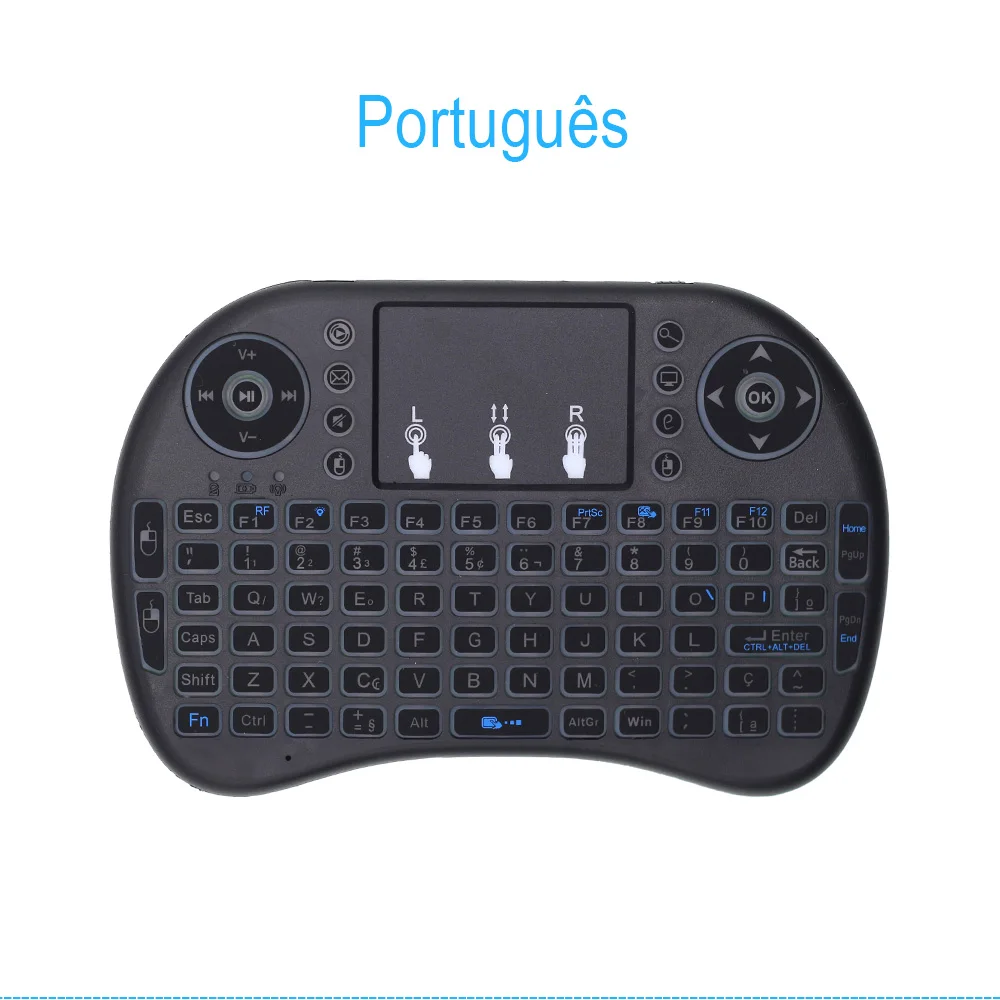 I8 Мини Беспроводная клавиатура Русский Французский Испанский Air mouse с подсветкой с тачпадом для Android tv Box Мини ПК иврит арабский 2,4 ГГц