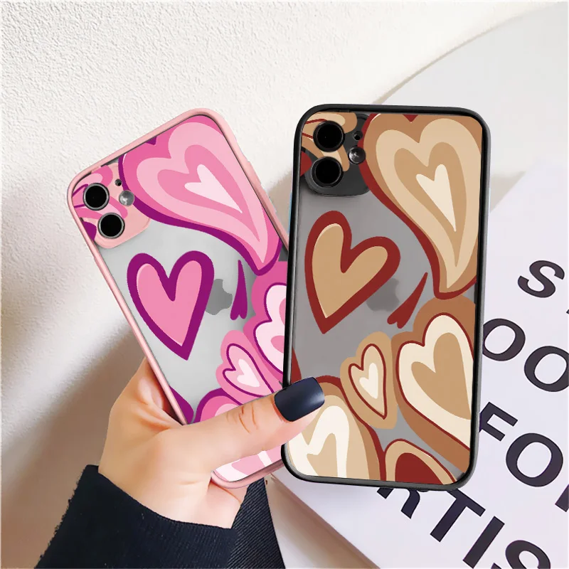 

Twisted Heart Pattern Phone Case For iPhone 12 11 Pro Max XR XS MAX X 7 8 6s Plus SE 2 Fashion Back Hard Shockproof Cover Fundas