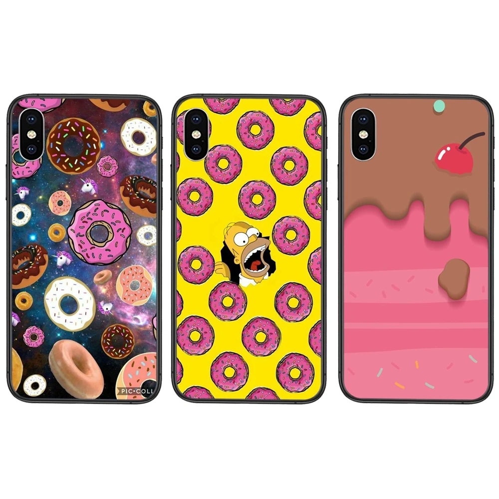 Chocolate Donut For Women Black Cell Cover Fashion Bumper for Huawei Honor V40 10X Lite Case 8x 9s 10 20 10i 20i 30 | Мобильные