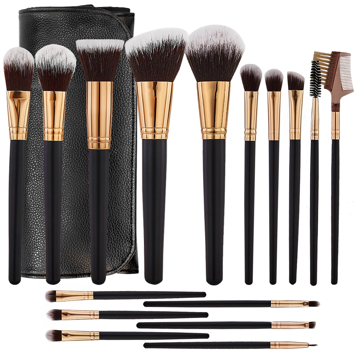 

RONSLORE 16pcs Makeup Brush Set Premium Beauty Cosmetic Powder Foundation Makeup Brushes Eyeshadow Fan Kabuki Brush Kit