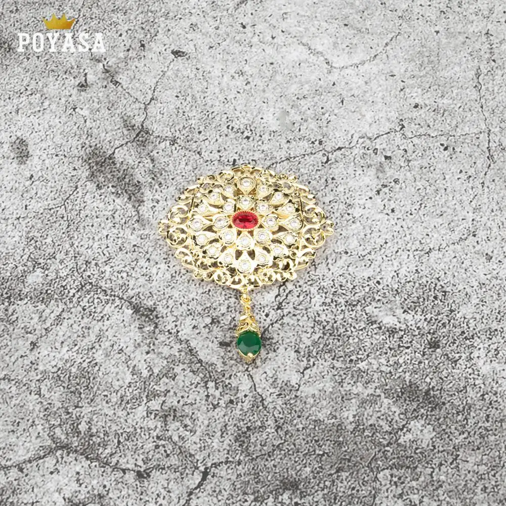

Colorful Crystal Brooches for Women Men Wedding Bridal Party Water Drop Golden Brooch Pin Jewelry Pendent