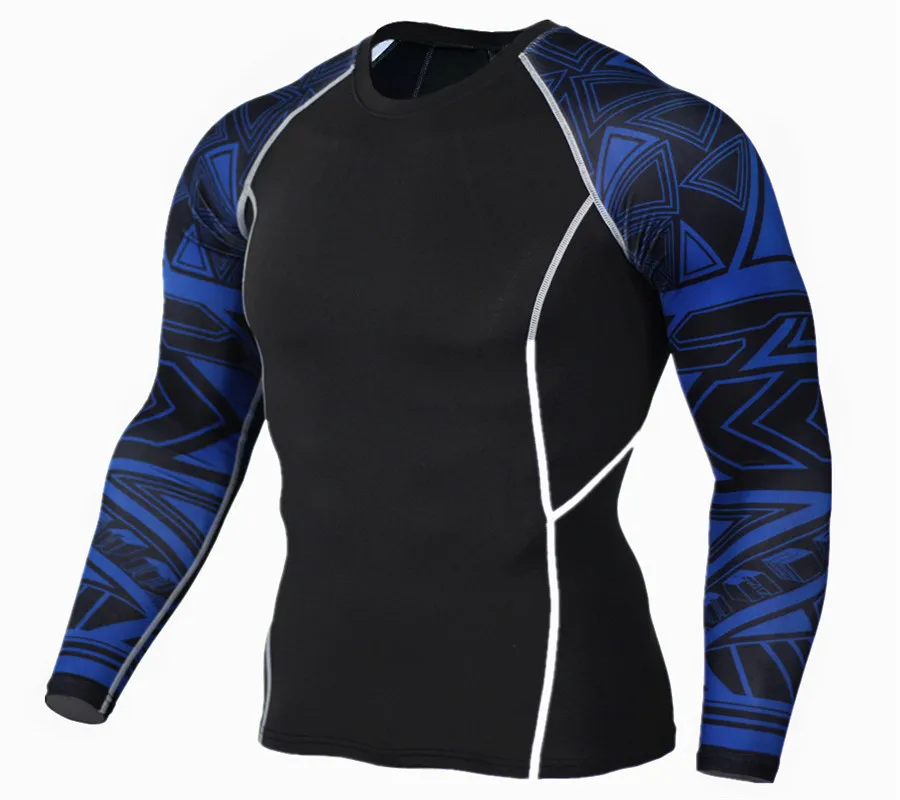 Men's Running T-Shirt Compression Bottom Top Long Sleeve Sports Leotard Running T-Shirt Jersey