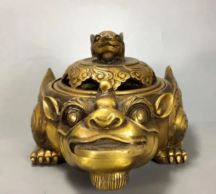 Китайская античная латунь рекрут деньги Jinbao ручная резьба жаба благовония