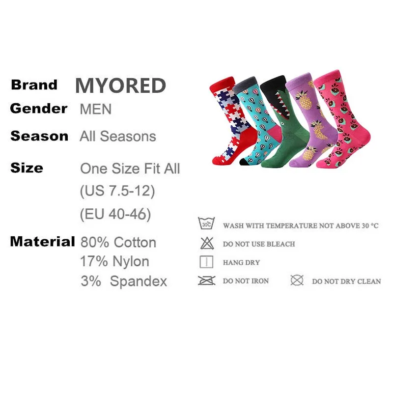 Мужские хлопковые носки MYORED 5 пар/лот забавные Длинные с мультяшным рисунком для