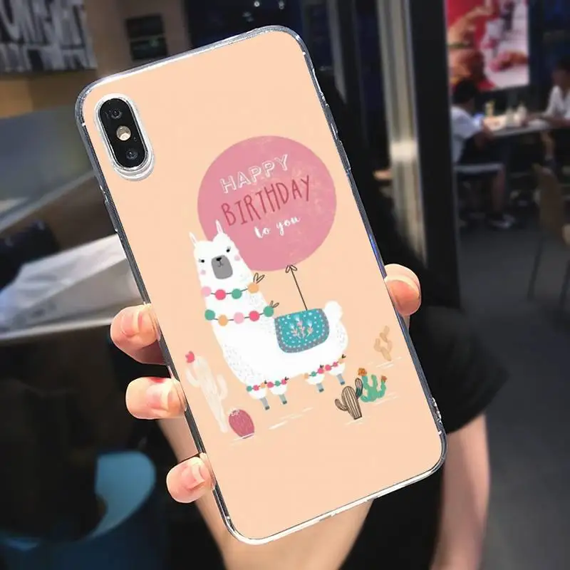 

Kawaii Cute Llama Alpaca Cartoon Animals Phone Case Transparent soft For iphone 5 s c se 6 s 7 8 11 12 plus mini x xs xr pro max