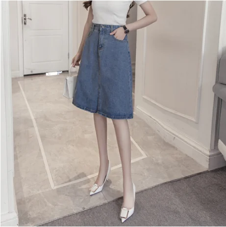 Женские офисные джинсы Летние Элегантные Свободные Юбки миди с высокой талией 5xl