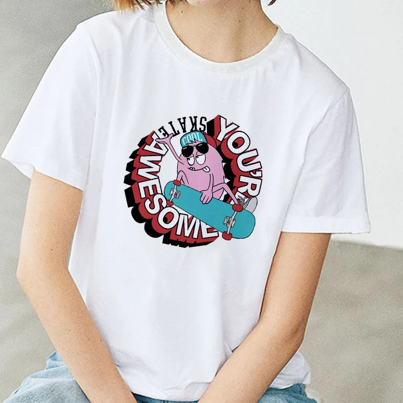 

Новинка 2021, Женская Футболка Harajuku Ulzzang с коротким рукавом, модные милые топы, забавная футболка с графическим рисунком, женская футболка с круглым вырезом