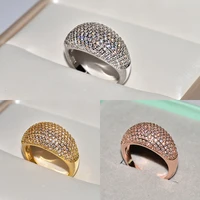 new gold silver plate rings for women luxury full diamond fine jewelry wedding anniversary party for girlfriendwife gift bijoux