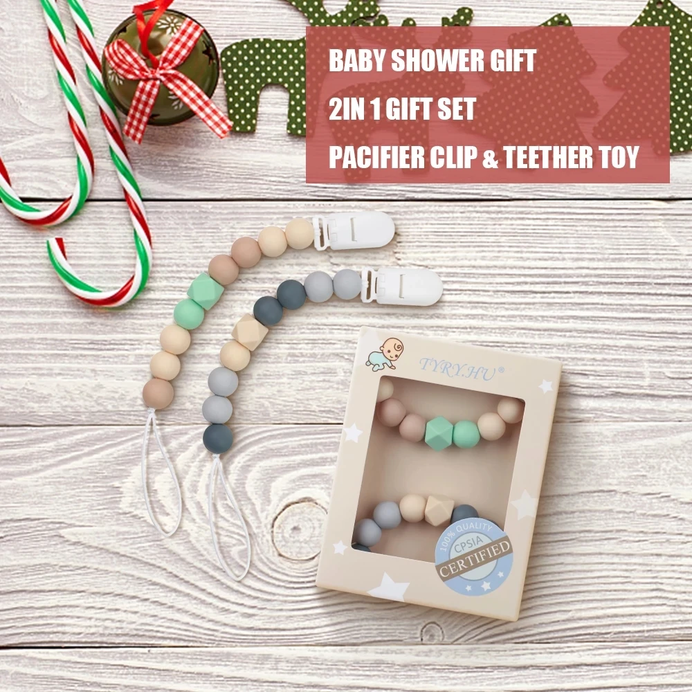 

BPA Free Baby Teething Pacifier Chain Beads Baby Product ABS Beads Silicone Pacifier Chain Holder For Nipples
