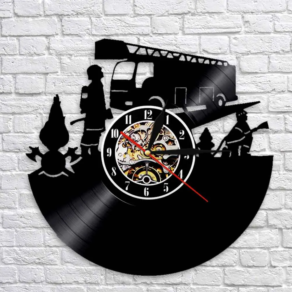Часы для пожарных винтажные виниловые настенные часы пожарной машины