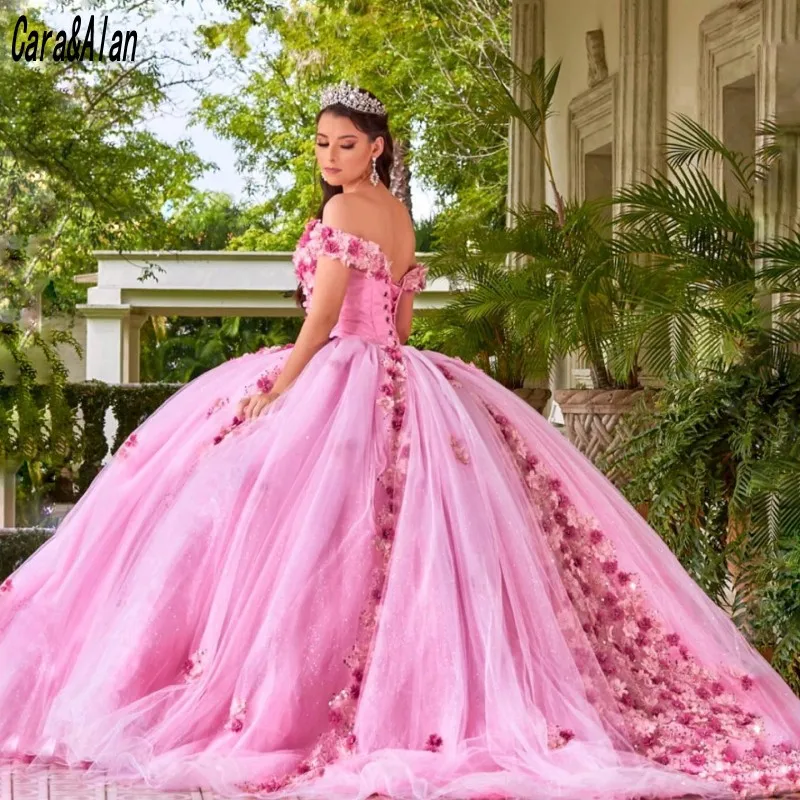

Vestidos De 15, 2021 розовое Пышное Платье с цветочной аппликацией Бисер сладкий 16 бальное платье для выпускного вечера abiti da cerimonia
