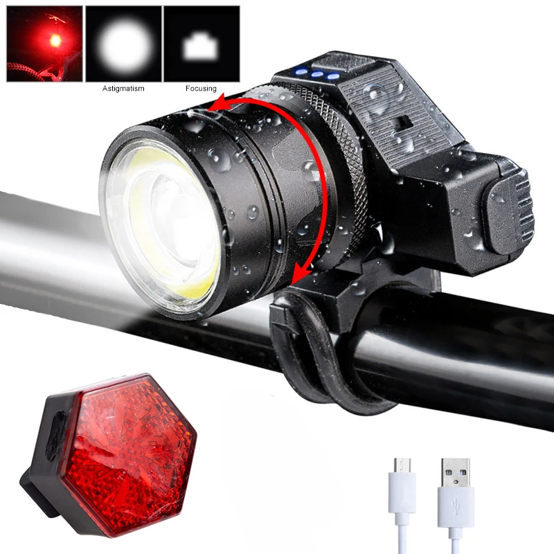 Светильник онарь велосипедный водонепроницаемый Fornt зарядка через USB 5 режимов T6 +