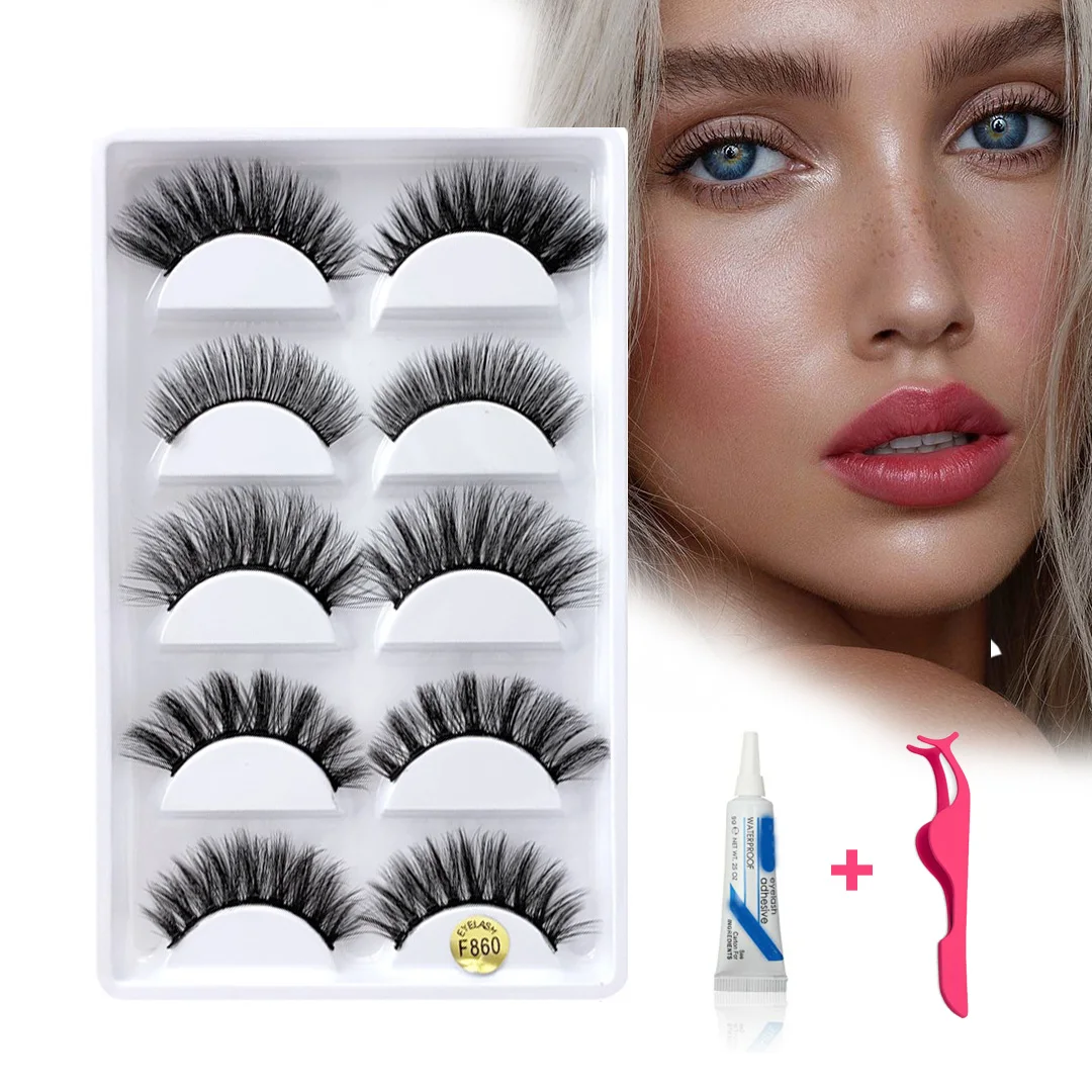 Натуральные Длинные Накладные ресницы ручной работы 5 пар удлинение изысканный