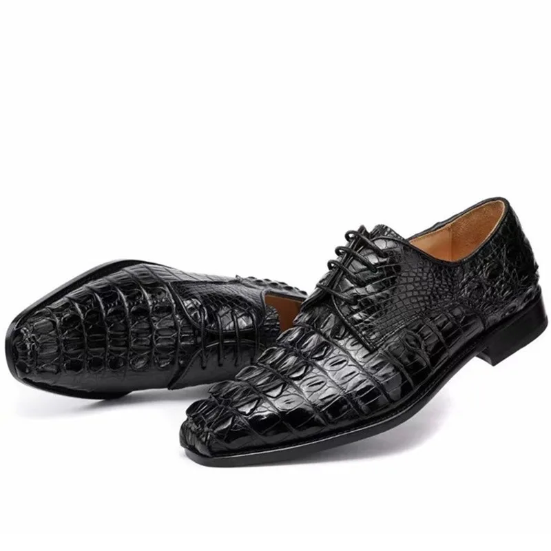 

Authentic Exotic Crocodile Skin Handmade Men's Derby Dress Shoes Genuine Real True Alligator Leather Male Lace-up Oxfords