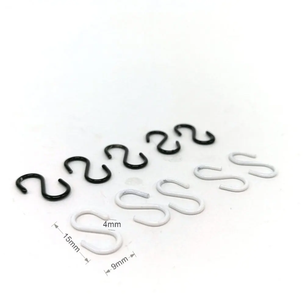 

2 Set/20 Pcs Alloy Hanging Hook Decorations Small Shape Hook Portable Hanger Ornament Doll House Loyout Props Supplies (Black,