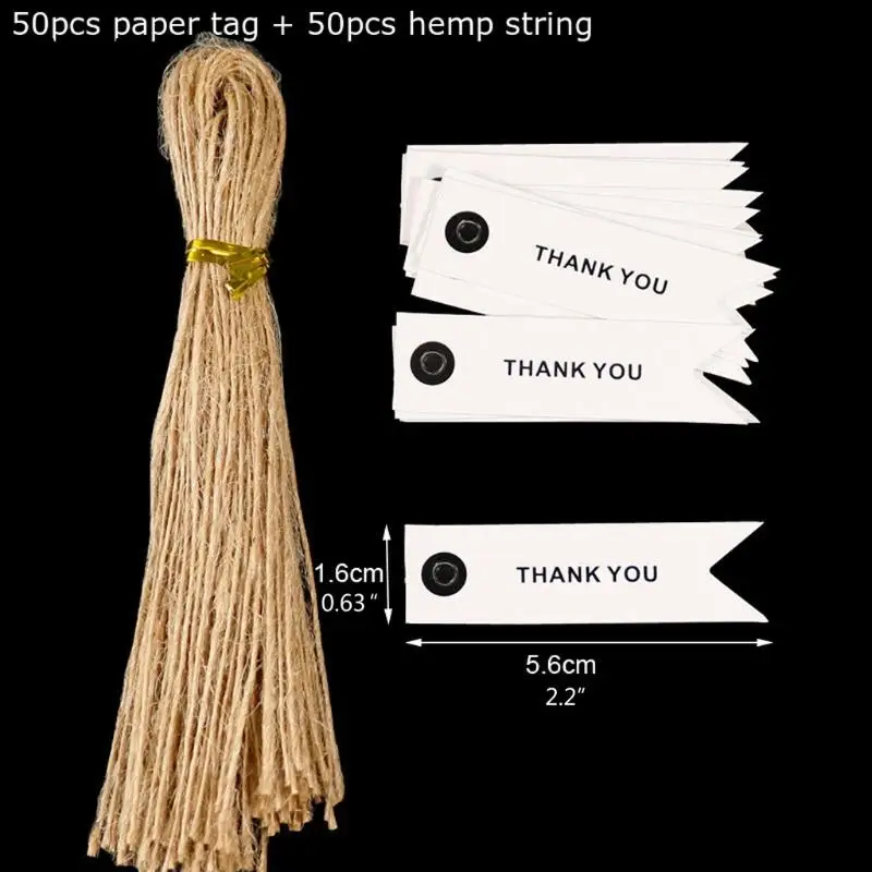 

50Pcs Handmade with Love Gift Tags Thank You Kraft Gift Tags Labels with String