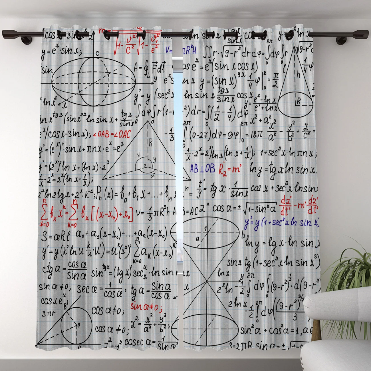 Calculation Formula Mathematics Symbol Curtains Large Window Living Room High Blackout Curtain | Дом и сад