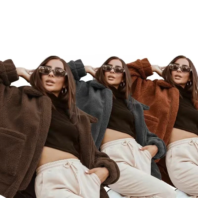 Женский кардиган с плюшевой подкладкой куртка длинным рукавом повседневный